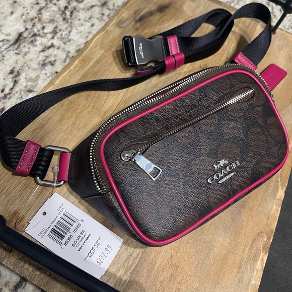 Coach Signature Mini Belt Bag Brown and Violet - Picture 3 of 8